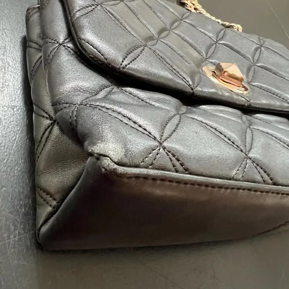 Kate Spade Black‎ Quilted Shoulder Bag with Gold Chain